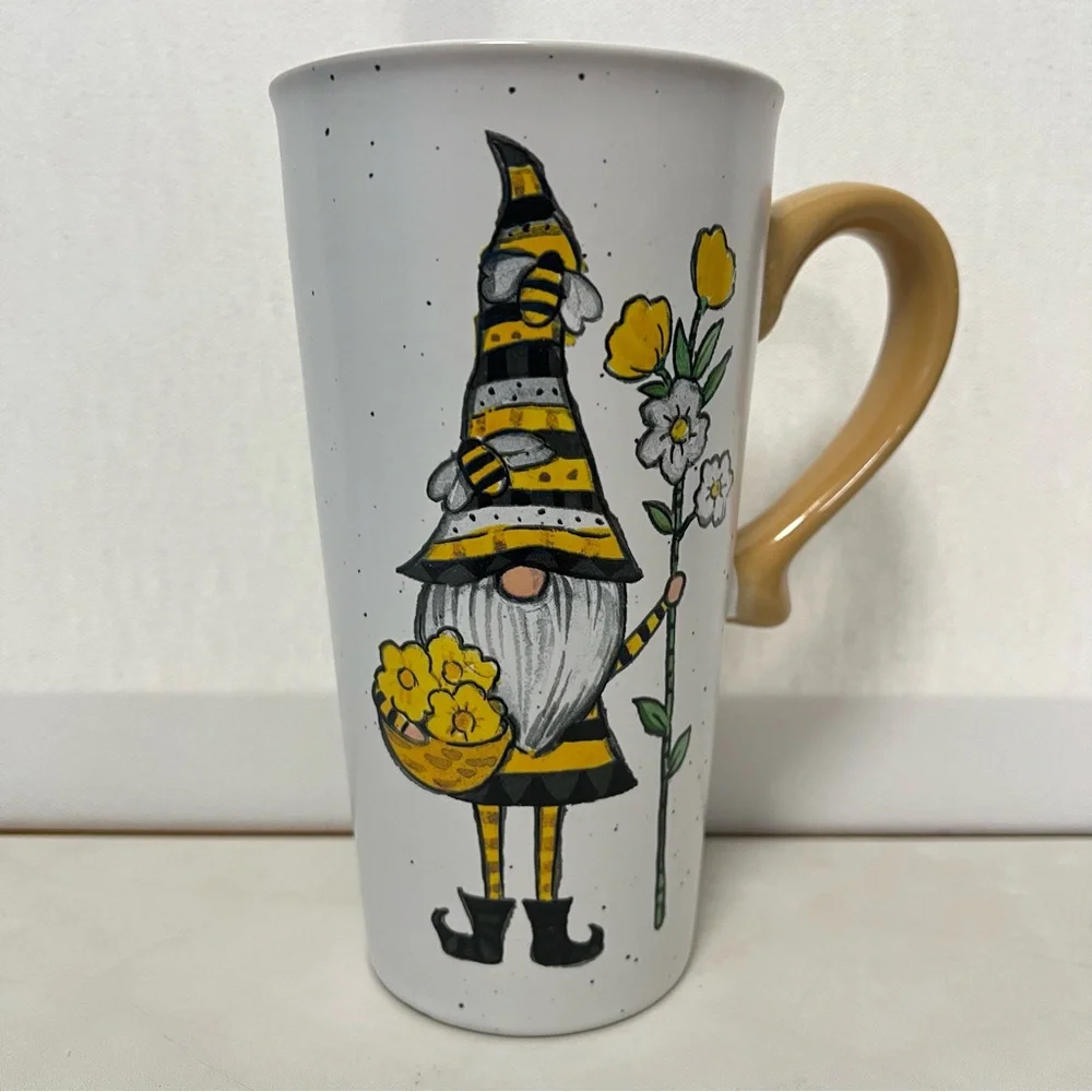 Heartland Hive Bee Positive Tall Gnome Mug Coffee Tea Gift 18 ounces